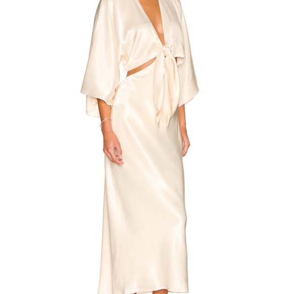 La Lune Tie Front Bias Midi Dress in Cream
Shona Joy - Picture 2 of 3